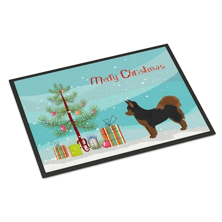 Carolines Treasures 24 x 36 in. Black & Tan Pomchi Christmas Tree Indoor or Outdoor Mat CK3859JMAT